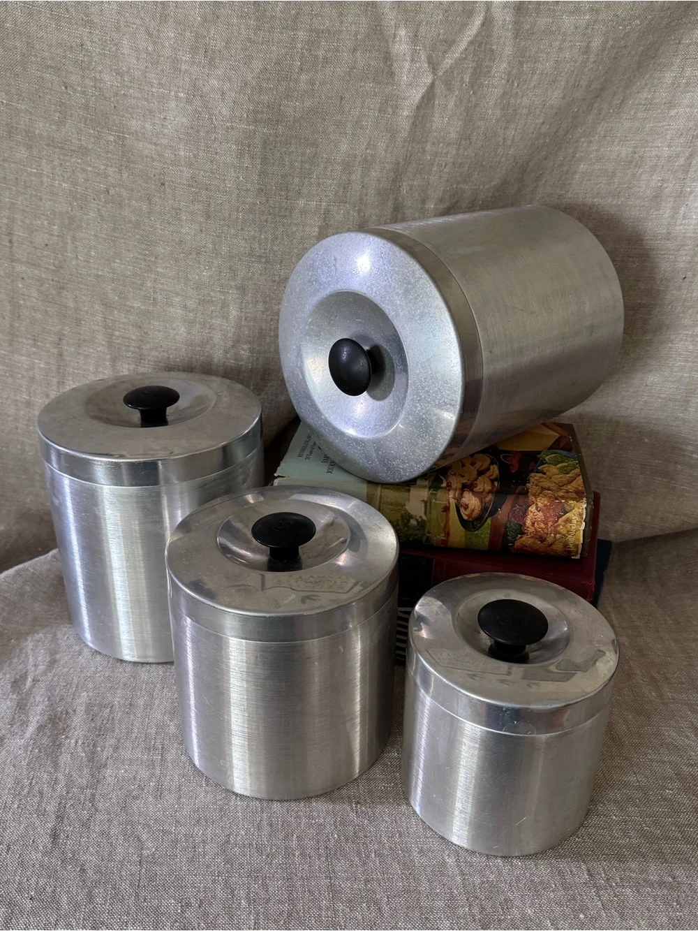 Vintage 1950s Spun Aluminum Nesting Canister Set